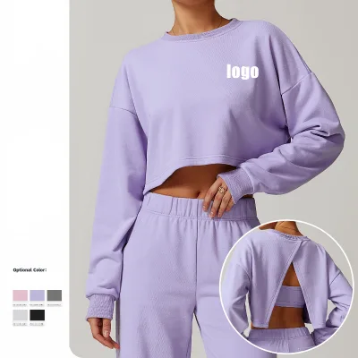 New Arrival Ladies Long-sleeve Shirts Sports Pullover Tops Casual Athletic Workout Yoga Fitness Gym Crop Top