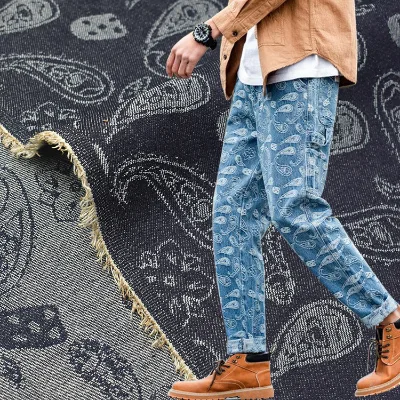 Henry Wholesale Price Indigo Jean Fabric Jacquard Soft Spandex Demin Fabric by Yard
