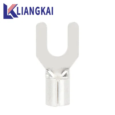 UT Series Insulated Copper Cold Pressed Bare Wire Terminals, Nose Wire Connectors, Tin Plated Brass Fork Terminals