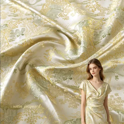 New Item Knitted 100% Acrylic Animal Pattern Abrasion-Resistant Brocade Jacquard Satin China Style Outerwear Fabric for Women