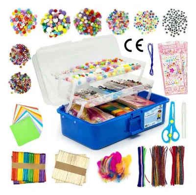 2025 CE EN71 Certified DIY Chenille Pompoms Kit 2000+ Pcs EU-A-Amazon Kids Arts Crafts Supplies Custom Logo Creative Paste Toys