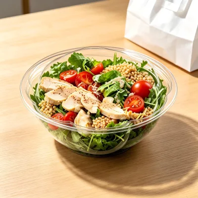 Custom Plastic Flower Disposable Food Container 18/24/32/48/64oz Fruit Salad to Go Packaging Salad Bowls Deli Container With Lid