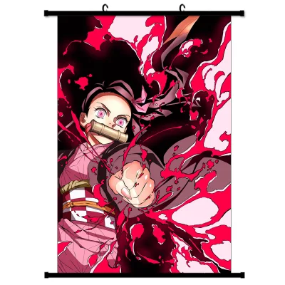 60*90cm 40*60cm 1000 Designs Japan Anime Demoned Slayer Kamado Tanjirou Nezuko Paintings Hanging Cloth Poster Wall Scroll Poster