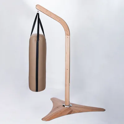 OEM & ODM Premium Solid Wood Leather Combined Punching Bag Stand Set for Fitness Club Project Construction