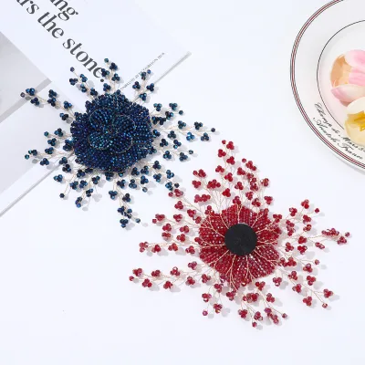 New Fashion 3D Snowflake Flower Patch Corsage Handmade Crystal Bead Applique for Clothing Gymnesis Shoe