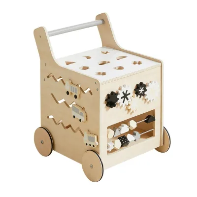 Unisex Montessori Busy Board Toy Baby's Educational Wooden Activity with Stroller Walker Furniture for Play and Learning