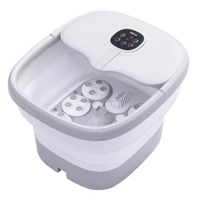 Multifunctional Electric Foot Massager with Shiatsu Massage Rollers Heating Bubble & Red Light 6.5L Capacity Folding Design