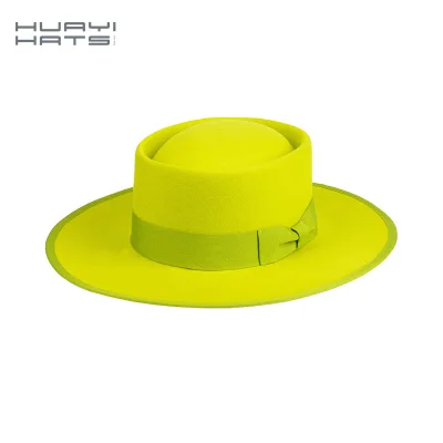 Fashion Custom 100% Australian Wool Wide Stiff Brim Wool Felt Pork Pie Hat for Men Women
