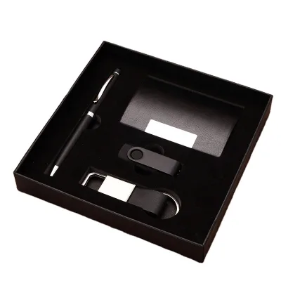 Custom Logo Promotional Card Holder Metal Pen Keychain Usb Flash Drive Mens Gift Box Set Luxury Business Gifts