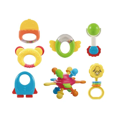 Storage Box 7pcs Baby Rattles Teether Baby Toys Set Shaking Ring Teether Baby Rattle
