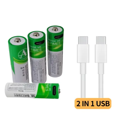 IILEER 1400mAh Lithium Ion Rechargeable Batteries Portable 1.5V 1200 Cycles 2600mWh with Type-c Port