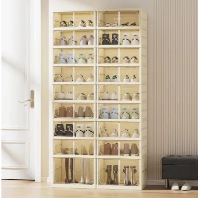 SYD4435-1 Item 9-Tier Easy-to-Install Plastic Shoe Cabinet Customizable Plastic Shoe Organizer One-Piece Foldable Shoe Organizer