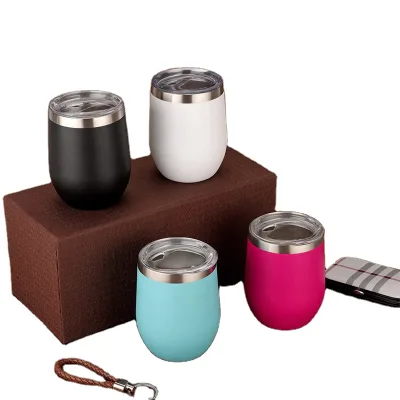 Hot Sale Stainless Steel Egg Cup Custom Logo 12oz vacuum insulated Egg Shaped Thermal Mug with lid