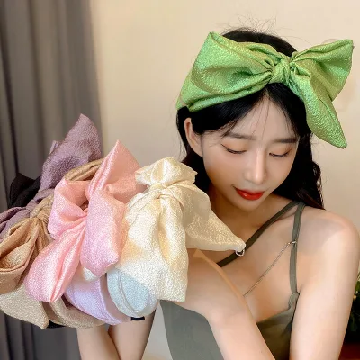 Cute Foam Gauze Oversized Bow Headband Korean Wide Edge Headband Sweet Hair Accessories