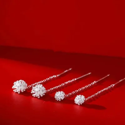 Cool Style Anti-allergy S925 Sterling Silver Dandelion Ear Chain Stud Earrings Party for Women