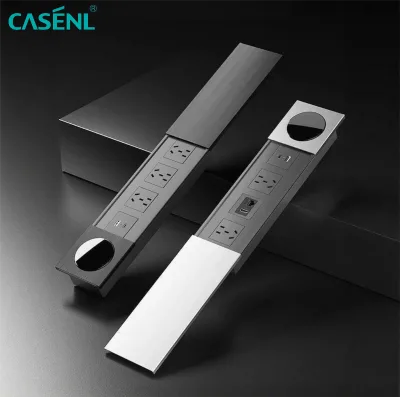 Desktop Power Module Hidden Socket Built In for Commercial Interiors with 15W Wireless Charging Aluminum Cover Made in China