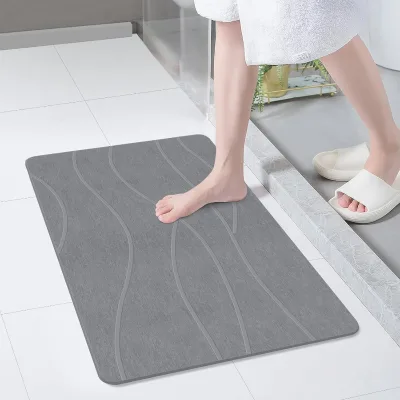 High Quality Printed Bathroom Rug Set Luxury Non-Slip Bath Mat with Waterproof and Striped Pattern for Fancy Floors Bathrooms
