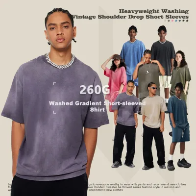Men's Washed Nonwoven 100% Cotton Crew Neck T-Shirt Spring Summer Oversized Solid Breathable Eco-Friendly Hip Hop Blank Custom