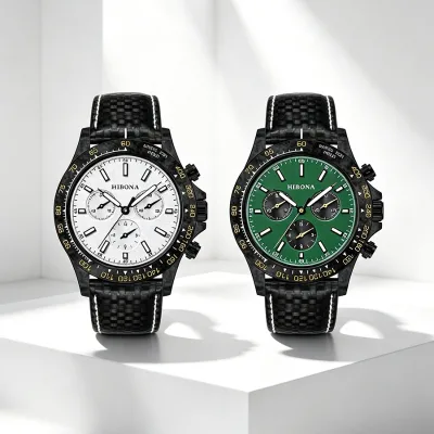 Hot Selling 43mm Luminous Carbon Fiber Automatic Mechanical Watches Chronograph Men Watch