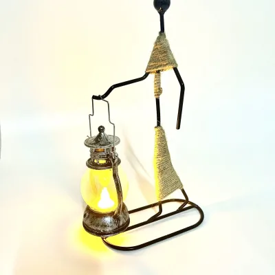 Creative Ironwork Hemp Rope Lantern Candlestick Decorative Art Piece Home Decoration Lantern Craft Item.