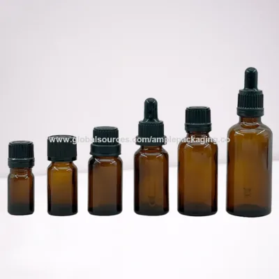Amber Glass Bottle Glass Dropper Bottle 5ml 10ml 15ml 20ml 30ml 50ml 100ml Glass Bottle with Black Dropper Cap