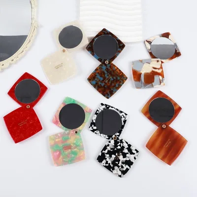 Pocket Makeup Mirror Cellulose Acetate Tortoise Shell Compact Mirror for Women Travel Gift OEM Custom