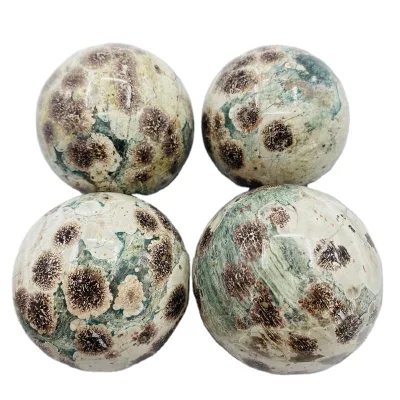 Wholesale Natural High Quality Green Cherry Blossom Spheres Crystal Green Flower Agate Sphere Agate Ball For Decoration