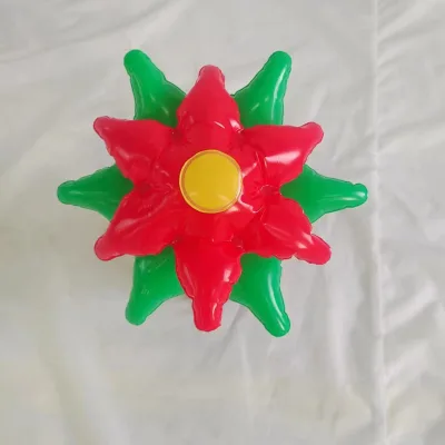 Waterhan New Year Beaming Joy Durable Inflatable PVC 100CM Poinsettia Christmas/Halloween 2-Color Printed Flower Decoration for