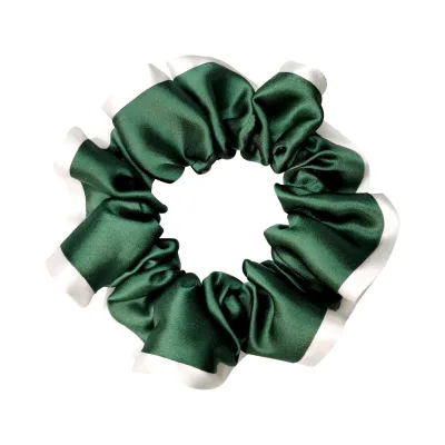 Hot Sale 100% Pure Silk Satin Hair Scrunchies with White Edge Accept Customized