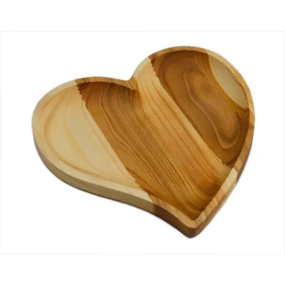Modern Small Wooden Heart-Shaped Storage Tray for Kitchen & Bathroom Use