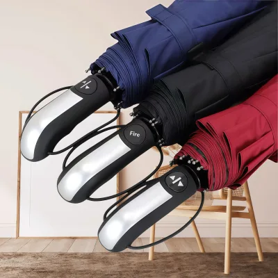 Ten-bone Three-fold Semi-automatic Umbrella; Business-grade Fully Semi-automatic All-weather Umbrella UV Protection; Umbrella