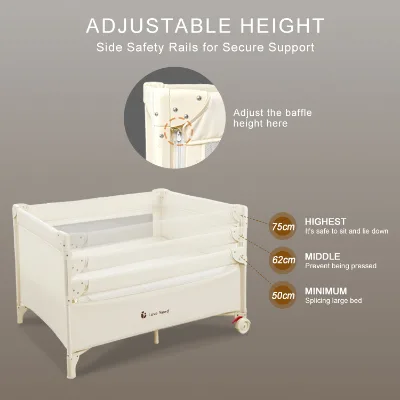 Premium Baby Crib with Adjustable Height and Breathable Mesh for Newborn Sleep Safety at Home Nursery