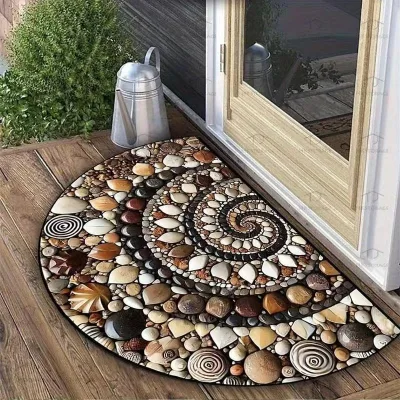 Modern Crystal Velvet Entryway Floor Mat Water-Absorbent Non-Slip Hotel Carpet Pebble-Shaped Polyester Washable-Dropshipping