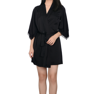 Silk Satin Lace Robes Bathrobe Womens Sleepwear Long Elegant Robes