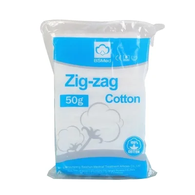 Hot sale medical absorbent wool pleat zig zag cotton sterile hemostatic zig zag cotton