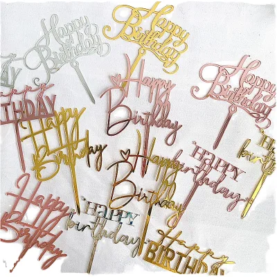 Happy Birthday Letter Acrylic Cake Toppers Wholesale Party Decoration Supplies for Valentine's Day & Other Parties