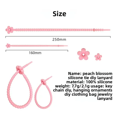 16cm Pastel-Colored Little Flower Silicone Eco-Friendly Cable Tie Strap Keychain DIY Apparel & Bag Accessories Lanyard Winder