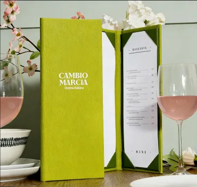 Fast Shipping Custom Menu Cover Gatefold Menu Book 3 View Drink Menus with Fixed Interiors