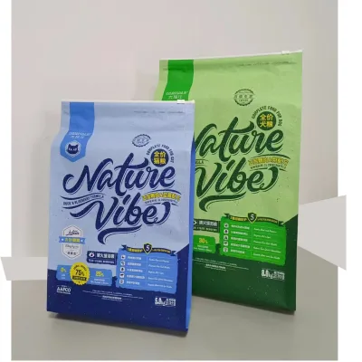Easy-to-Tear Kraft Paper Customizable Pet Food Packaging Bag with Slide Zipper and Offset Printed