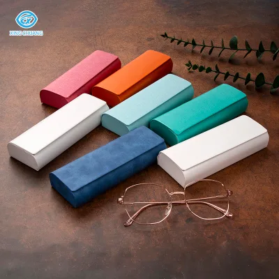 Fashional Multicolor Leather Glasses Cases Cheap Durable Eyewear Storage Box Shockproof  Optical Glasses Holder Case