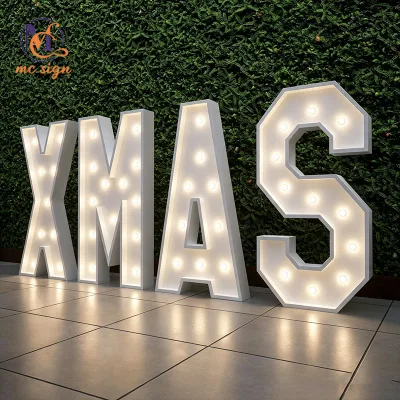No MOQ LED Marquee Letters XMAS Indoor/Outdoor Waterproof Stainless Steel Light up Numbers for Event Party Supplies