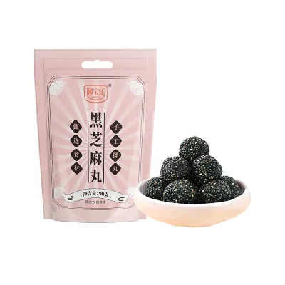 Factory Price Wholesale Exotic Healthy Snacks 90g Bag Black Sesame Ball