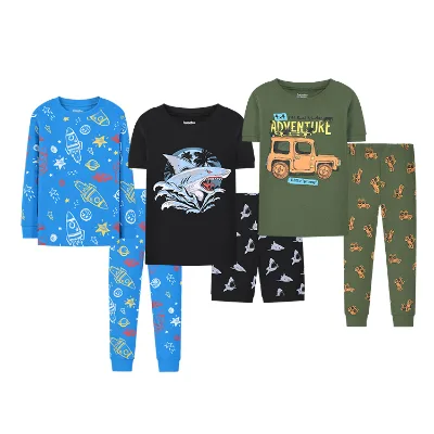 3 Sets Hot Selling 100% Cotton Children's Clothing Cheap Price Summer and Autumn Soft Home Clothes Cartoon Children Pajamas