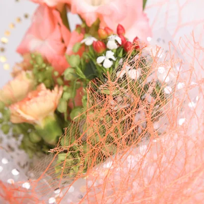 Multicolor Deco Mesh Wrapping Flower Bouquet