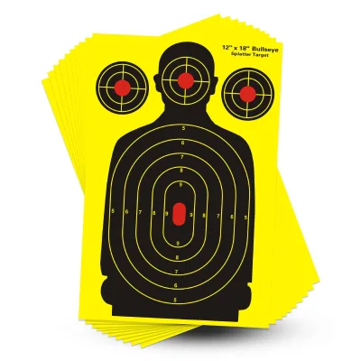 Wholesale 12*18 Inch Fluorescent Yellow Splash Paper Humanoid Target for Crossbow Shooting Sports with Plastic Feathers
