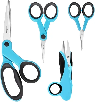 Asdirne Premium 4-Piece Stainless Steel Sewing Scissors Bundle Comfortable Handle Multi-Purpose for Embroidery Thread Cutting