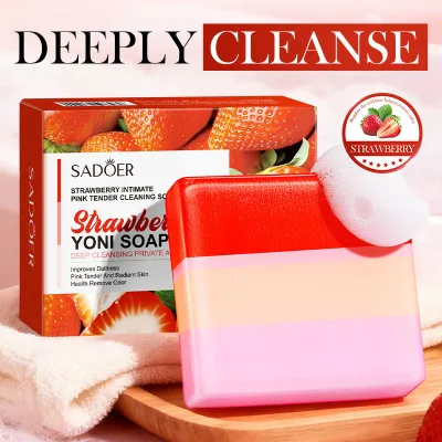 Strawberry Yoni Soap With Organic Essential Oils Skin Cleaning Brightening Lightening Body Face Handmade Bath Soap 100g