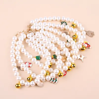 Joysing Straight Hair Christmas Series Pet Wear Accessories Pet Item Simulation Chain Plastic Pearl String