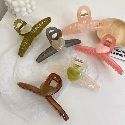 Wholesale 13cm Transparent Color Cute Heart Hair Claw