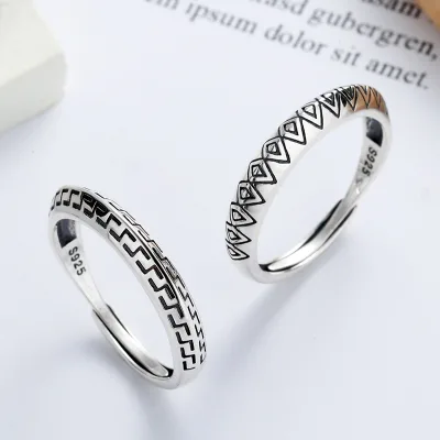 Charming Smooth Jewelry Wedding Engagement Wholesale S925 Sterling Silver Adjustable Rings